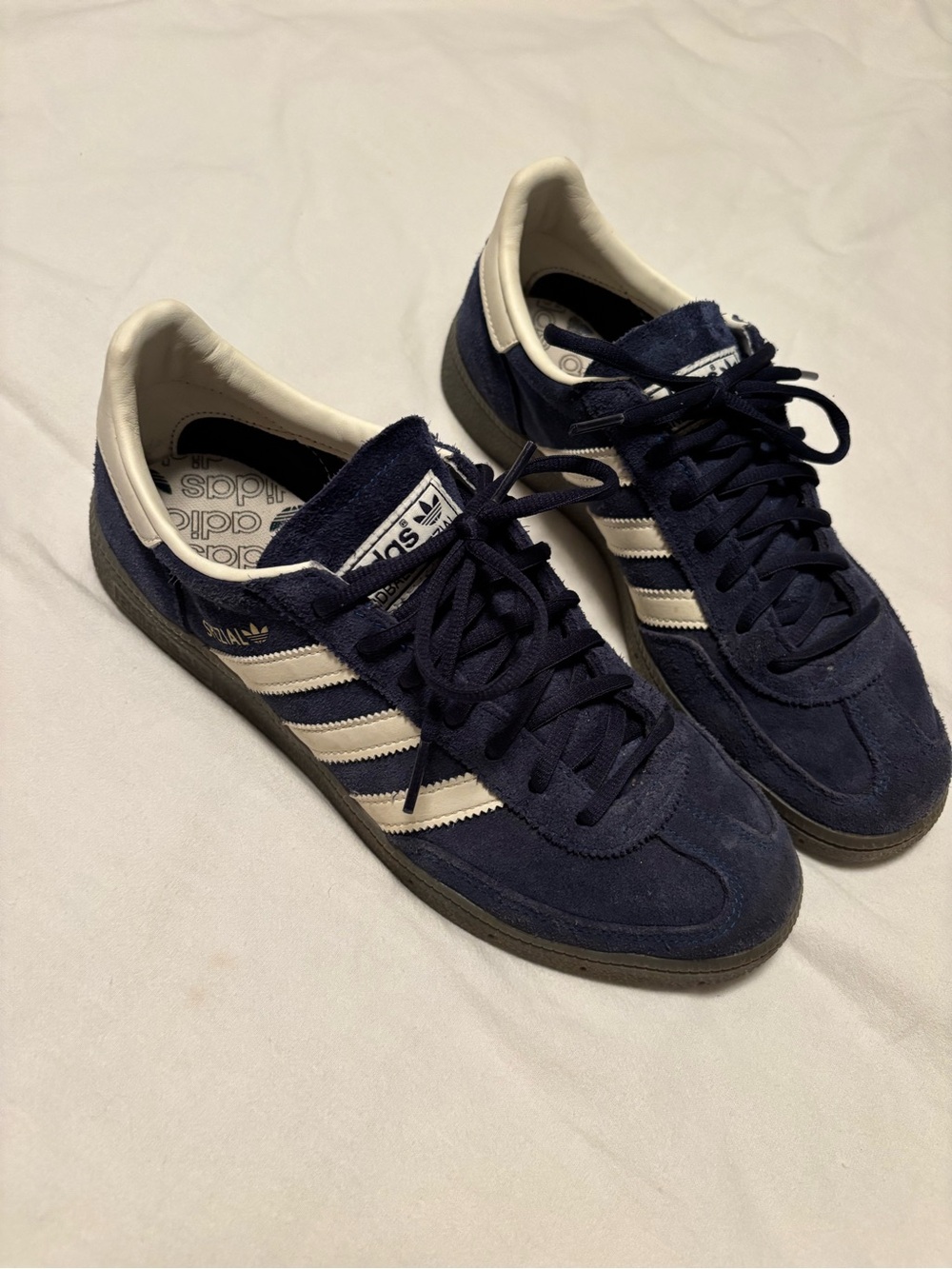 adidas women’s Navy Suede spezial with cream Stripes